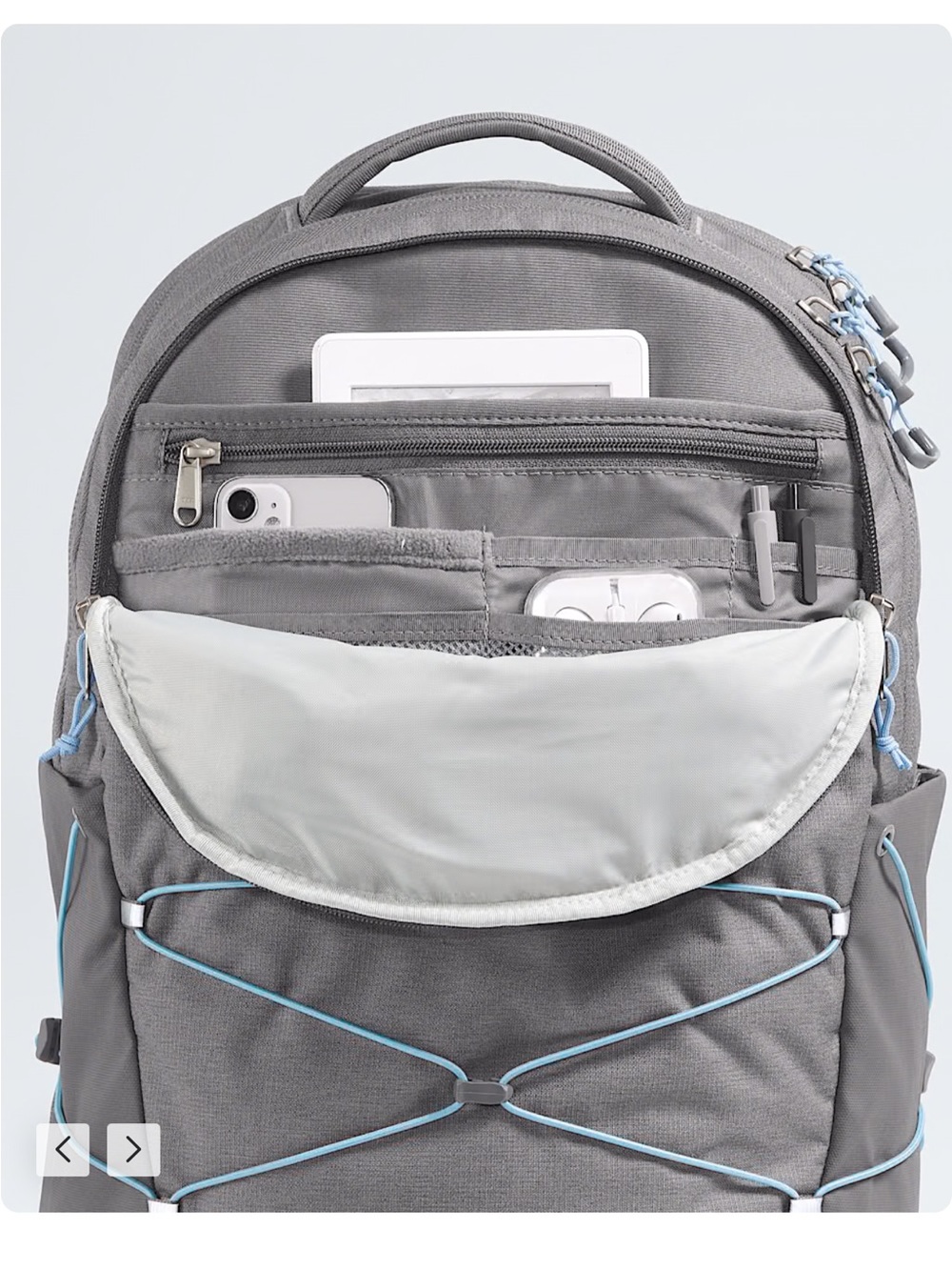 The North Face Gray Backpack with Light Blue Bungee Flexvent - Picture 6 of 17
